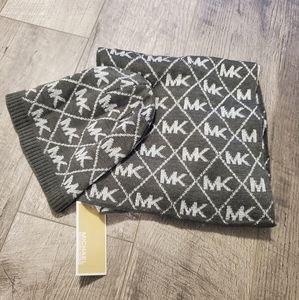 Gray Michael Kors Scarf and Hat Set